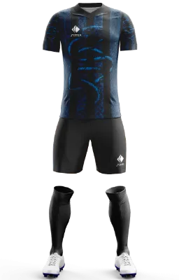 Conjunto Futbol Cod 0025 INTER DE MILAN D NOIRE CONCEPT azul - negro - serpientes - franjas.