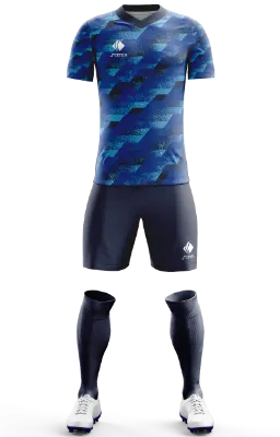 Conjunto Futbol Cod 0029 ITALIA CONCEPT DESIGN negro- azul- celeste - rectangulos.