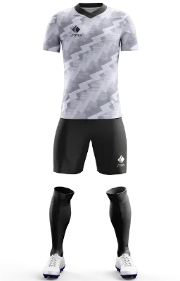 Conjunto Futbol Cod 0039 Pattern Football Concepr 2022-23 negro- blanco - plomo- lineas.