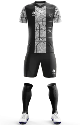 Conjunto Futbol Cod 0040 PSG Concept 2021-22 negro- plomo - blanco - franjas - lineas.