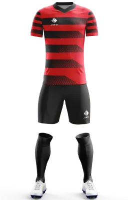 Conjunto Futbol Cod 0077 CAMISETA LOCAL VITORIA 2016 negro - rojo - franja .