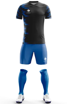 Conjunto Futbol Cod 0085 Pachuca Visitante Camiseta de Fútbol 2018 - 2019 negro - azul - rectangulos .