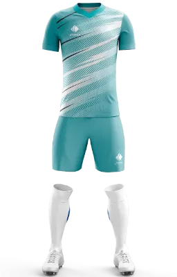 Conjunto Futbol Cod 0123 Geometric Lines Vector 2022-23 celeste - blanco - negro - franjas .