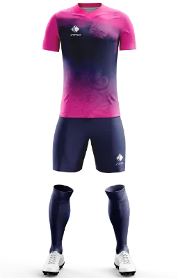 Conjunto Futbol Cod 0130 Camiseta chinitos fucsia- azul - dragon .