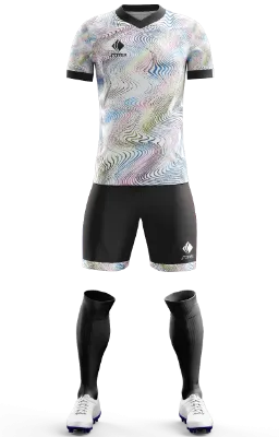 Conjunto Futbol Cod 0150 Camiseta Liverpol Away Kit 2022-23 blanco - negro - lineas - colores .