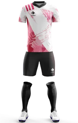 Conjunto Futbol Cod 0153 Camiseta Inter Miami Messi blanco - rosado - hojas .