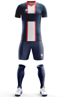 Conjunto Futbol Cod 0168 Camiseta PSG Home Kit 2022-23 azul - rojo - blanco - lineas .