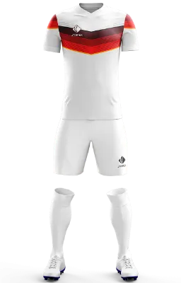 Conjunto Futbol Cod 0175 ALEMANIA HOME KIT 2014-15 blanco - naranja -rojo-guinda - franjas .