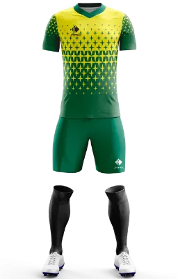 Conjunto Futbol Cod 0202 Camiseta Textura RJ amarillo - verde - estrellas .