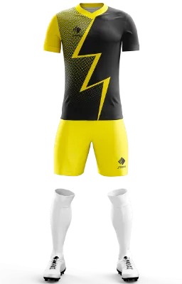Conjunto Futbol Cod 0230  DISEÑO PERSONALIZADO BORRUSIA 2019 negro-amarillo-circulos-rayo .