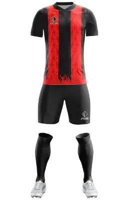 Conjunto Futbol Cod 0281 AC Milan-Personalizado rojo- negro - franjas .