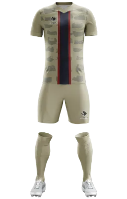 Conjunto Futbol Cod 0293 AJAX 22-23 THIRD KIT beige-gris-azul-rojo-franja .
