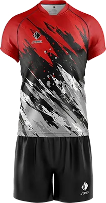 CONJUNTO RUGBY COD. 012 ROJO - BLANCO - NEGRO - ABSTRACTO GRUNGE
