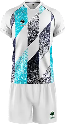 CONJUNTO RUGBY COD. 058 BLANCO - RECTANGULOS GRUNGE CELESTE - AZUL