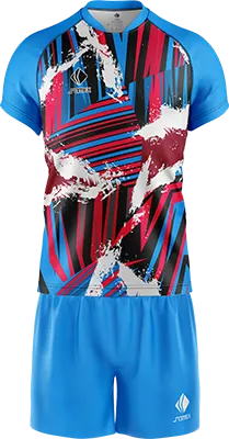 CONJUNTO RUGBY COD. 060 CELESTE FRANJAS NEGRO0 - ROJO - GRUNGE BLANCO CON GUINDA