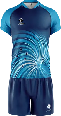 CONJUNTO RUGBY COD. 068 AZUL - REMOLINO DEGRADE BLANCO - CELESTE - ESTRELLAS AZUL