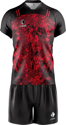 CONJUNTO RUGBY COD. 069 CRUSADERS LOCAL 17-18 ROJO - NEGRO - TEXTURA