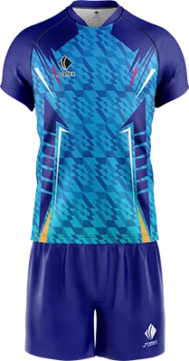 CONJUNTO RUGBY COD. 097 AZUL CELESTE - RECTANGULOS - TRIANGULOS AMARILLO