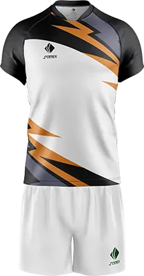 CONJUNTO RUGBY COD. 098 BLANCO - TRIANGULOS NEGRO - GRIS - AMARILLO