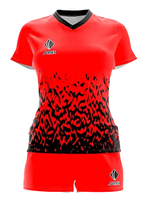 CONJUNTO DEPORTIVO VOLEY PERZONALIZADO CONJUNTO ROJO - DEGRADE NEGRO COD: 0009 .