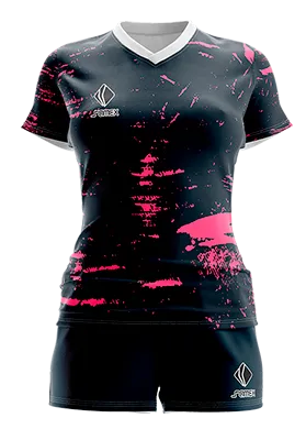 CONJUNTO DEPORTIVO VOLEY PERZONALIZADO CONJUNTO PSG GRUNGE ROSE JORDAN CONCEPT NEGRO - ROSADO COD: 0021 .