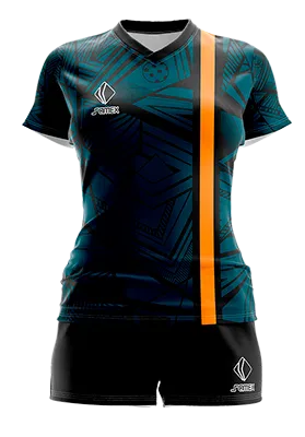 CONJUNTO DEPORTIVO VOLEY PERZONALIZADO CONJUNTO CHELSEA 2022-23 CONCEPT NEGRO - AZUL - FIGURAS GEOMETRICAS COD: 0022 .
