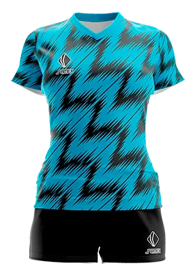 CONJUNTO DEPORTIVO VOLEY PERZONALIZADO CONJUNTO NEGRO - TURQUESA - LINEAS ZIGZAG COD: 0044 .