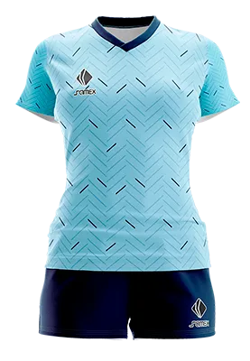 CONJUNTO DEPORTIVO VOLEY PERZONALIZADO CONJUNTO NIKE ALTERNATIVA CELESTE - LINEAS AZUL COD: 0050 .