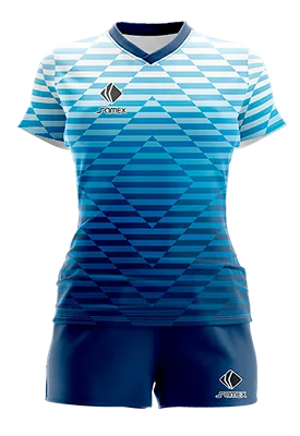 CONJUNTO DEPORTIVO VOLEY PERZONALIZADO CONJUNTO BANCOUVER AZUL - CELESTE - BLANCO - FRANJAS COD: 0052 .