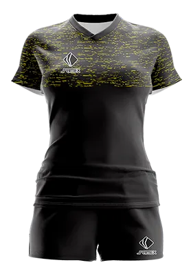CONJUNTO DEPORTIVO VOLEY PERZONALIZADO CONJUNTO BORRUSSIA DESTROSO NEGRO - AMARILLO - LINEAS COD: 0053 .