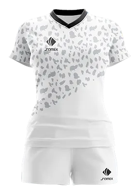 CONJUNTO DEPORTIVO VOLEY PERZONALIZADO CONJUNTO JAGUAR 2016 BLANCO - GRIS- ANIMAL PRINT COD: 0054 .