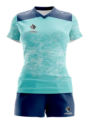 CONJUNTO DEPORTIVO VOLEY PERZONALIZADO CONJUNTO INTER MIAMI AZUL - TURQUESA - ACUARELA COD: 0055 .