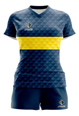 CONJUNTO DEPORTIVO VOLEY PERZONALIZADO CONJUNTO BOCA - AZUL - AMARILLO - TRIANGULOS COD: 0064 .