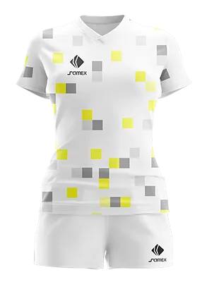 CONJUNTO DEPORTIVO VOLEY PERZONALIZADO CONJUNTO BOCA JUNIOR THIRD 2016 BLANCO - AMARILLO - GRIS - CUADROS COD: 0066 .