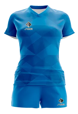 CONJUNTO DEPORTIVO VOLEY PERZONALIZADO CONJUNTO BRASIL VISITA 2018 AZUL - CELESTE - TRIANGULOS COD: 0067 .