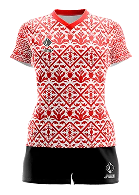 CONJUNTO DEPORTIVO VOLEY PERZONALIZADO CONJUNTO ITALIA PORTERO 1 A BLANCO - ADORNOS FLORALES ROJO COD: 0079 .