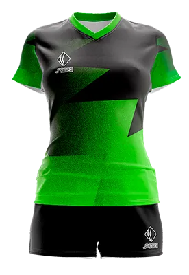 CONJUNTO DEPORTIVO VOLEY PERZONALIZADO CONJUNTO MACHESTER ENTRENAMIENTO 2015 NEGRO - VERDE - TRIANGULOS COD: 0085 .