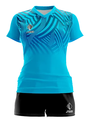 CONJUNTO DEPORTIVO VOLEY PERZONALIZADO CONJUNTO TEXTURA TOTHENHAM CELESTE - AZUL - LINEAS COD: 0093 .