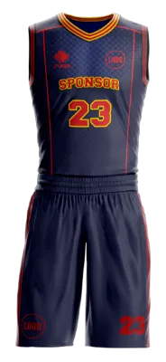 Conjuto basketball sublimada personalizado AZUL - ROJO - CIRCULOS - LINEA COD: 0005 .