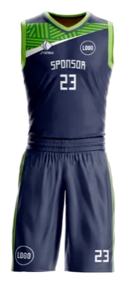 Conjuto basketball sublimada personalizado AZUL - VERDE - FRANJAS COD: 0014 .