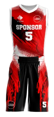 Conjuto basketball sublimada personalizado BLANCO - ROJO - NEGRO - ABSTRACTO COD: 0021 .