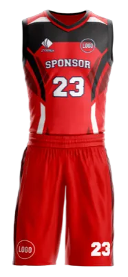 Conjuto basketball sublimada personalizado ROJO - NEGRO - BLANCO - FRANJAS COD: 0022 .