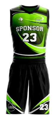 Conjuto basketball sublimada personalizado NEGRO - VERDE - GEOMETRICO COD: 0029 .