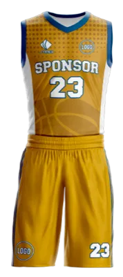 Conjuto basketball sublimada personalizado BLANCO - AMARILLO - PUNTOS - PELOTA COD: 0030 .