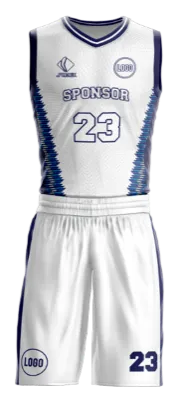 Conjuto basketball sublimada personalizado BLANCO - AZUL - CELESTE - LINEAS DIAGONAL COD: 0038 .