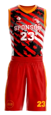 Conjuto basketball sublimada personalizado NEGRO - BLANCO - ROJO - FRANJAS - ESTRELLA COD: 0045 .