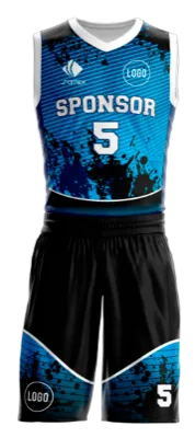 Conjuto basketball sublimada personalizado CELESTE - NEGRO - LINEAS DIAGONALES COD: 0051 .