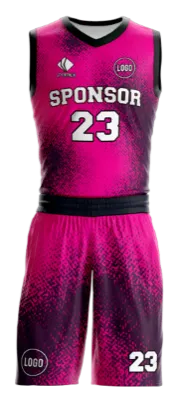Conjuto basketball sublimada personalizado NEGRO - ROSADO - DEGRADE COD: 0064 .