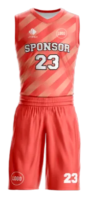 Conjuto basketball sublimada personalizado NARANJA - FRANJAS CREMAS COD: 0065 .