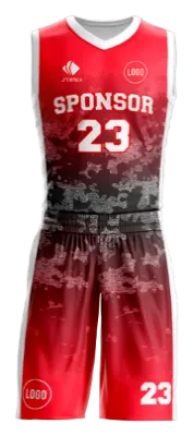 Conjuto basketball sublimada personalizado ROJO - NEGRO - BLANCO - CAMUFLAJE COD: 0073 .